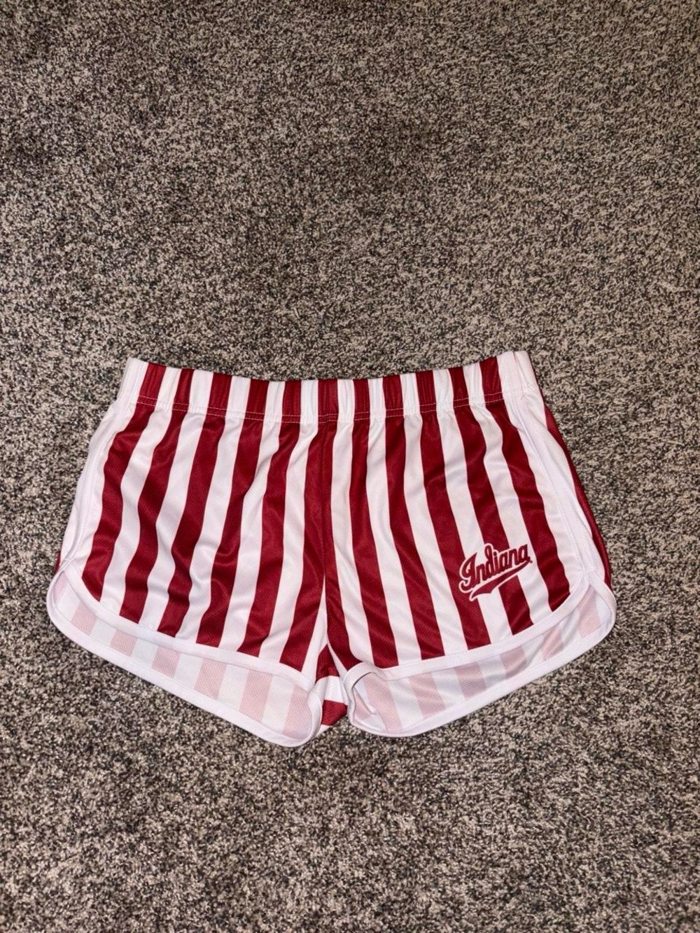 Indiana University Hoosiers red and white striped shorts